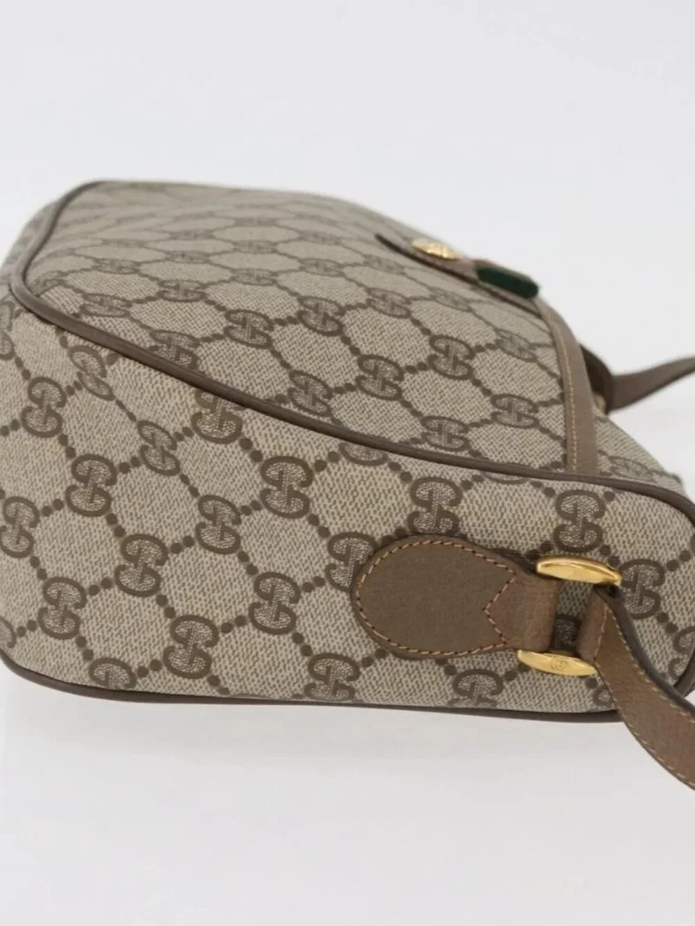 GUCCI GG Supreme Web Sherry Line Bag PVC Beige Gold 89 02 077 Auth